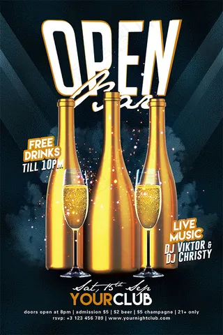 黑金酒吧创意海报