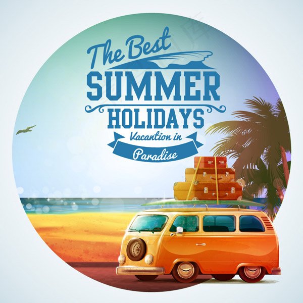 海滩度假车海报