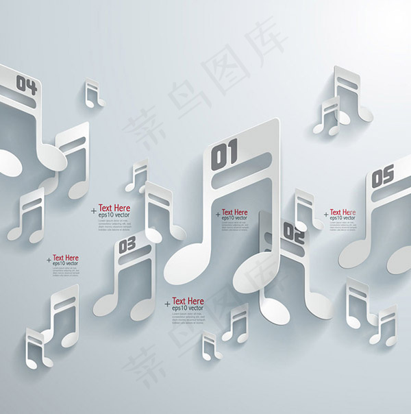 剪纸风格音乐音符eps,ai矢量模版下载