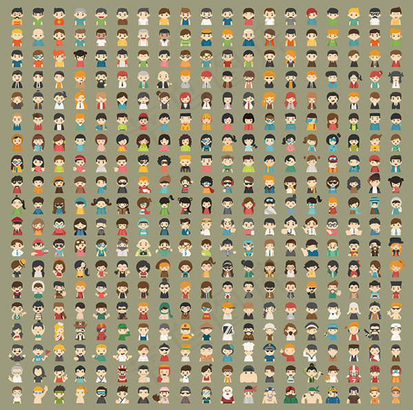 卡通人物图标,免抠元素eps,ai矢量模版下载