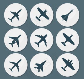 圆形飞机图标,免抠元素