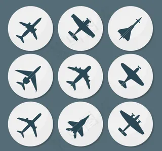 圆形飞机图标,免抠元素