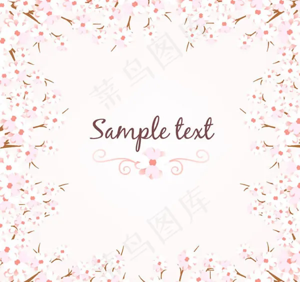 樱花边框背景ai矢量模版下载