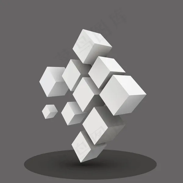 白色3d立方体eps,ai矢量模版下载
