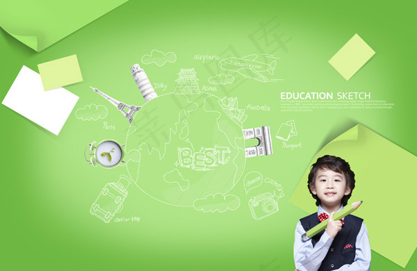 拿铅笔的小男孩