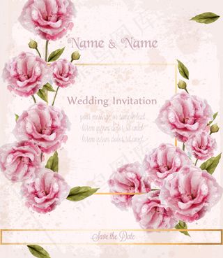 水彩玫瑰婚礼请柬
