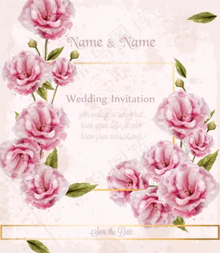 水彩玫瑰婚礼请柬