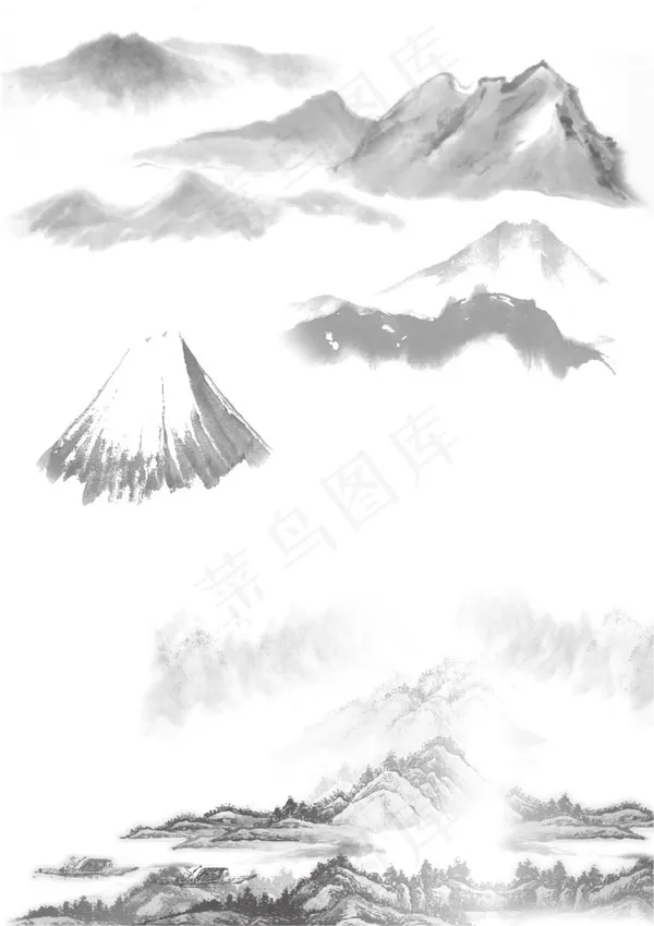 古典水墨元素psd模版下载