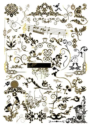 实用金色花纹eps,ai矢量模版下载