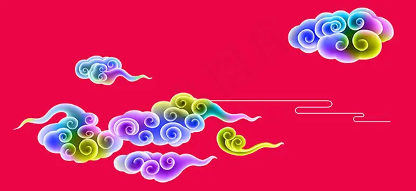 中国风彩色祥云psd模版下载