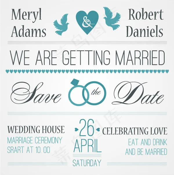 清新婚礼邀请卡ai矢量模版下载