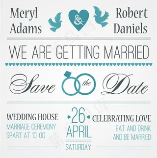 清新婚礼邀请卡