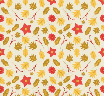 落叶花朵无缝背景 落叶花朵无缝背景