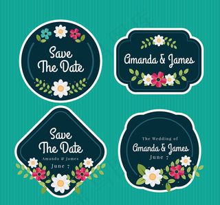 创意花卉婚礼标签