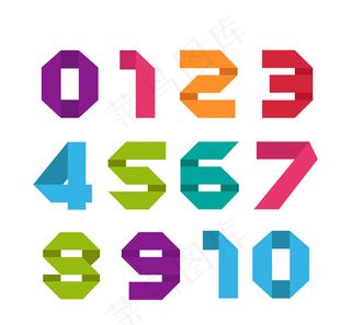 11款彩色折纸数字