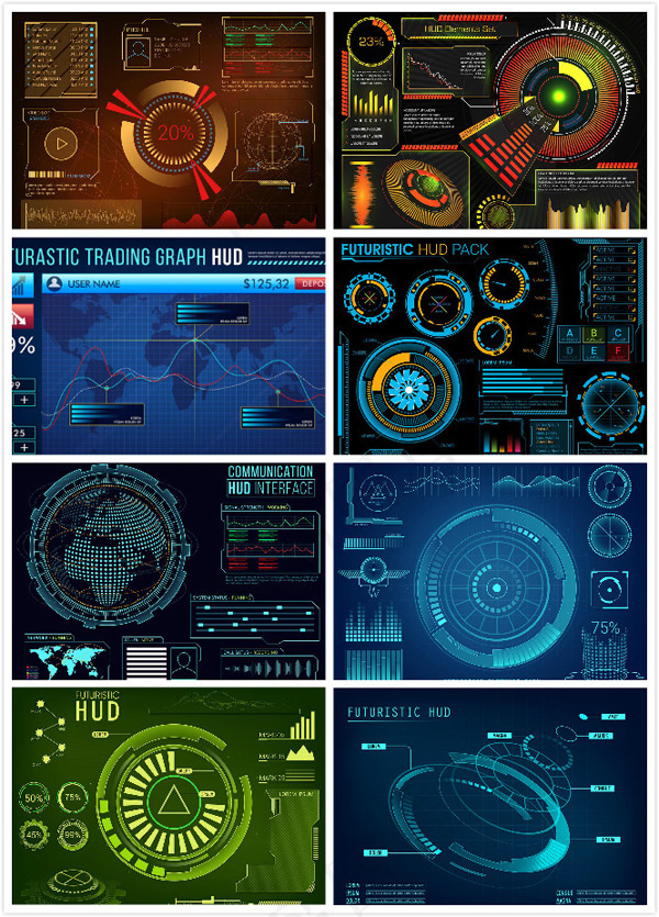 HUD界面矢量eps,ai矢量模版下载