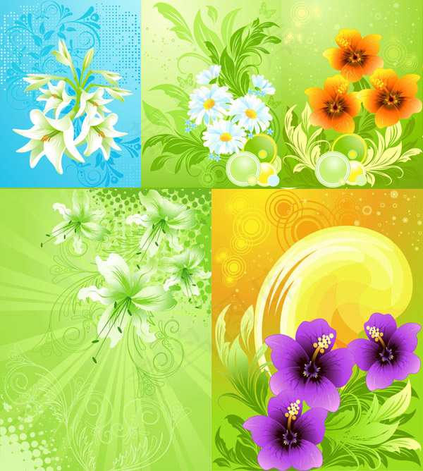 炫丽花卉装饰背景