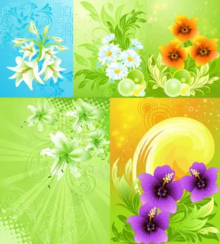 炫丽花卉装饰背景