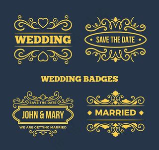 古金色婚礼标签