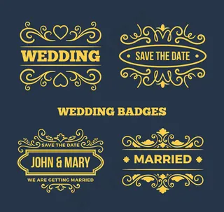 古金色婚礼标签