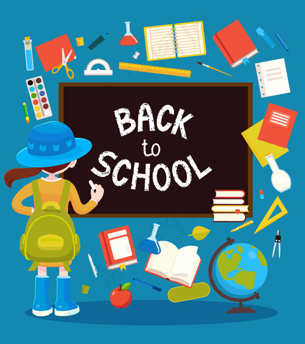 返校女孩和黑板