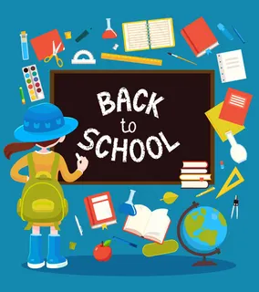 返校女孩和黑板