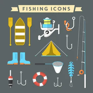 精致钓鱼元素图标,免抠元素