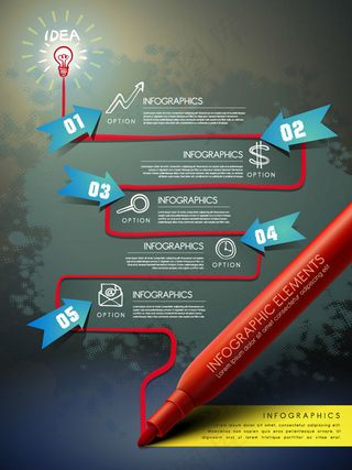 水彩笔商务信息图