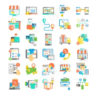 电子商务图标矢量,免抠元素,背景元素