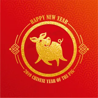 金色猪年贺卡矢量