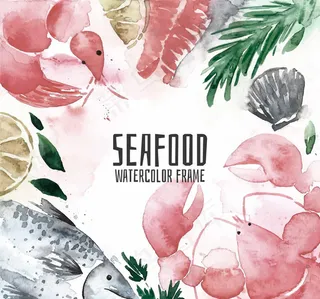 水彩绘海鲜框架