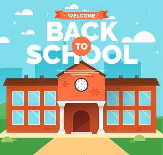 创意返校教学楼矢量