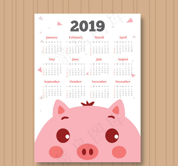 2019年新年日历ai矢量模版下载