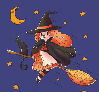 万圣节巫婆和黑猫