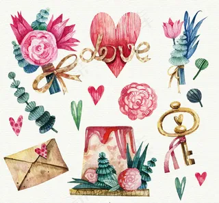 彩绘婚礼元素