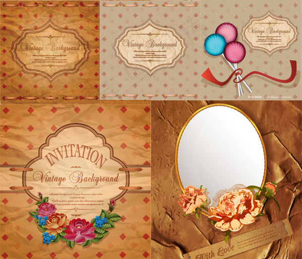 欧式复古请柬,背景元素