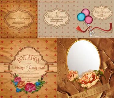欧式复古请柬,背景元素