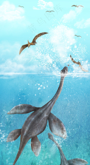 海里游泳的恐龙