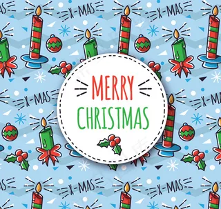 圣诞蜡烛无缝背景