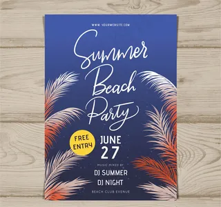 夏季沙滩派对宣传单
