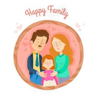 彩绘幸福三口之家