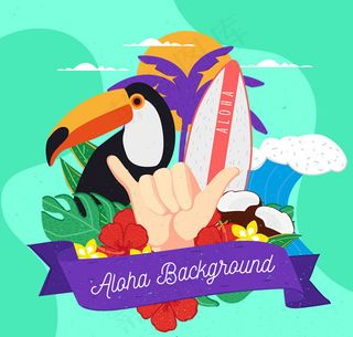 大嘴鸟和热带元素