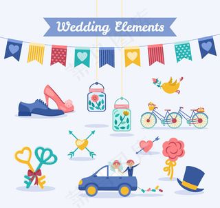彩色婚礼元素