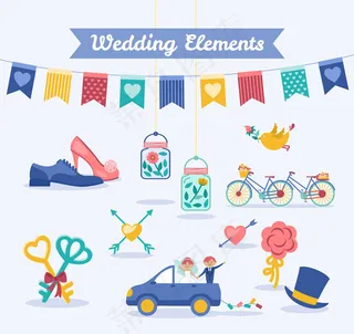 彩色婚礼元素