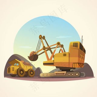 挖掘机矢量图