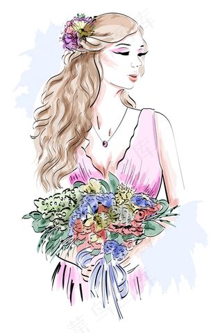 拿着花束的女孩