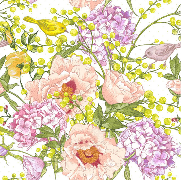 盛开花卉无缝背景