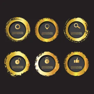 金色圆环笔刷图标,免抠元素