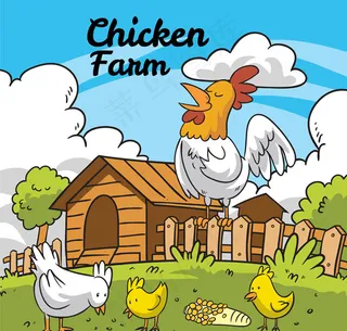 彩绘鸡家庭矢量