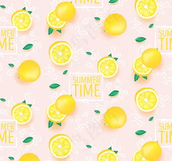 夏季柠檬无缝背景